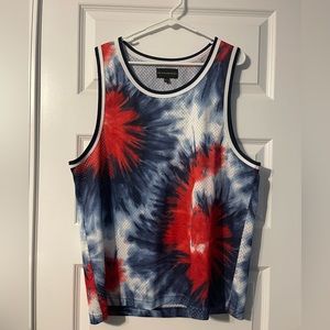 No Boundaries Men's Red/White/Blue Tie Dye Mesh Jersey Tank size 42-44